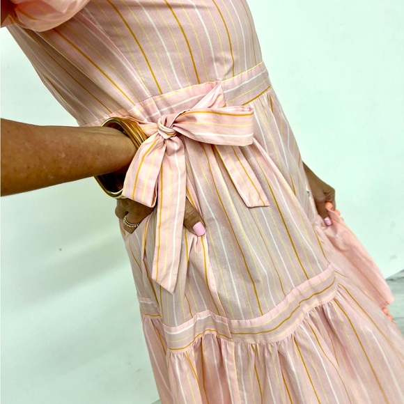 Pinch Women's Pink Stripe Button-Front Tiered Dress - Picture 3 of 6